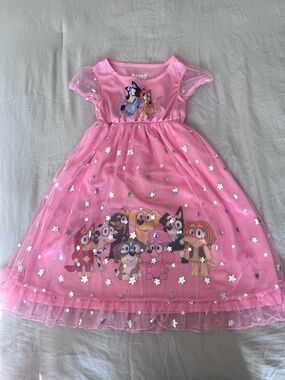 Girls' Pink Bluey and Friends Character Tulle Nightgown